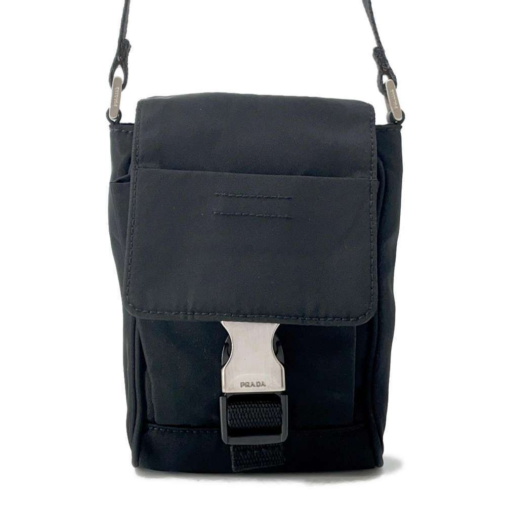 Prada Shoulder Bag Triangle Logo Waist Black